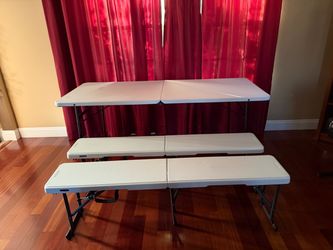 2 Lifetime foldable benches & 1 table ( Not lifetime)