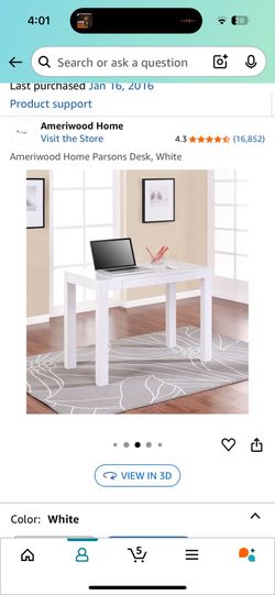 White Parsons Desk with Drawer – Disassembled with all Hardware, Ready to Go