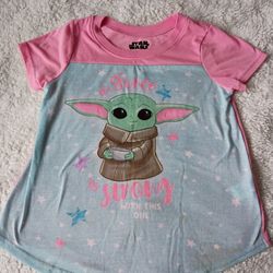 Girls Star Wars Baby Yoda Pajama Shirt Size 8