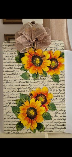 Sunflower Decoupaged cutting board Wall Hanging