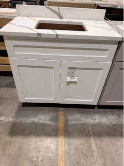 36” inch bathroom vanity with top and backsplash