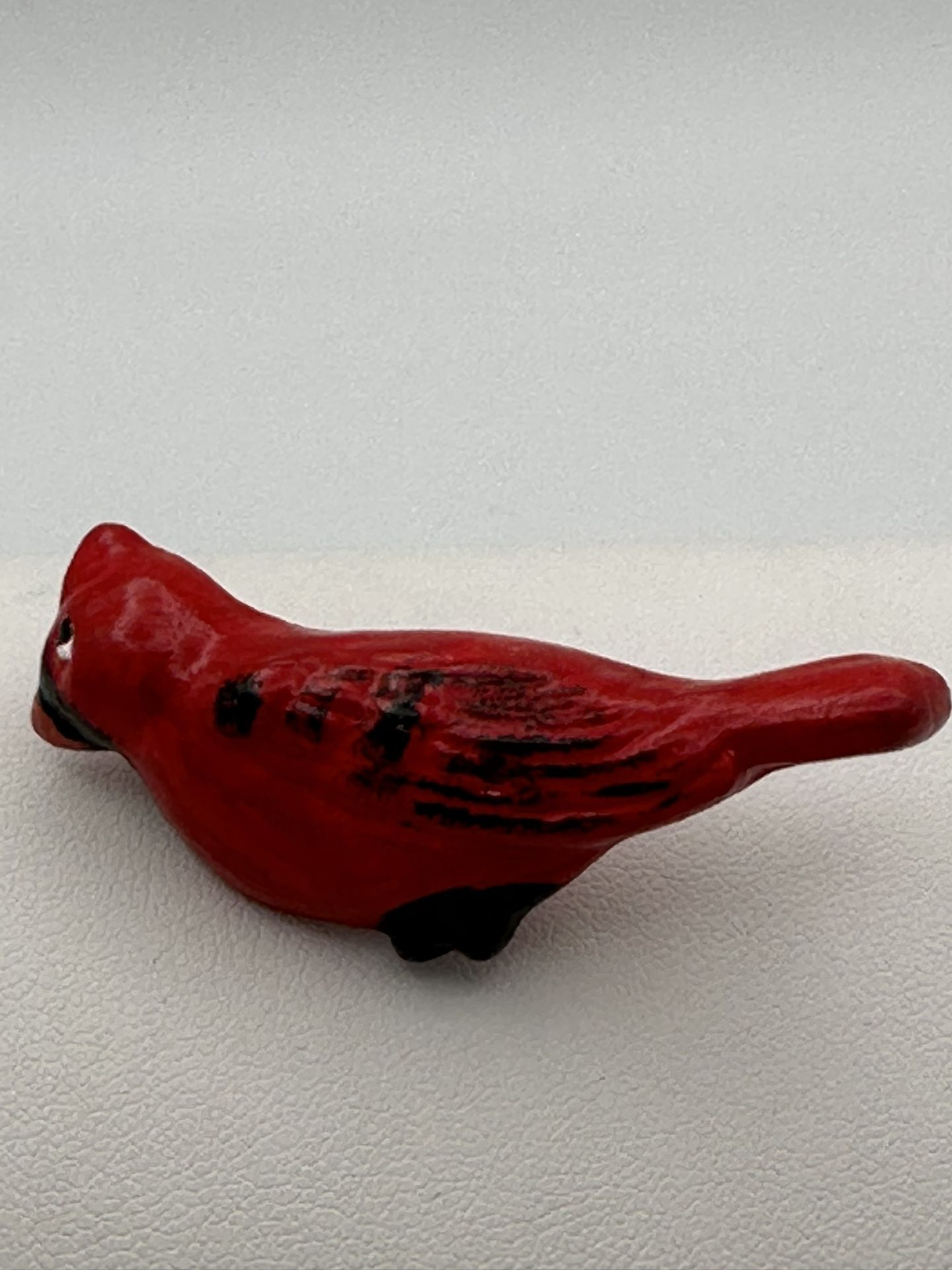 Wooden Male Cardinal Bird Pin Brooch Small