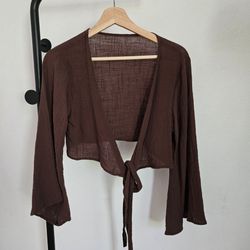 Blouse - linen blend - small