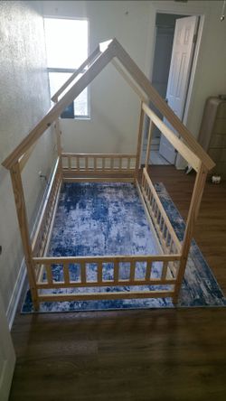 Twin Wooden House Bed Frame Floor Bed