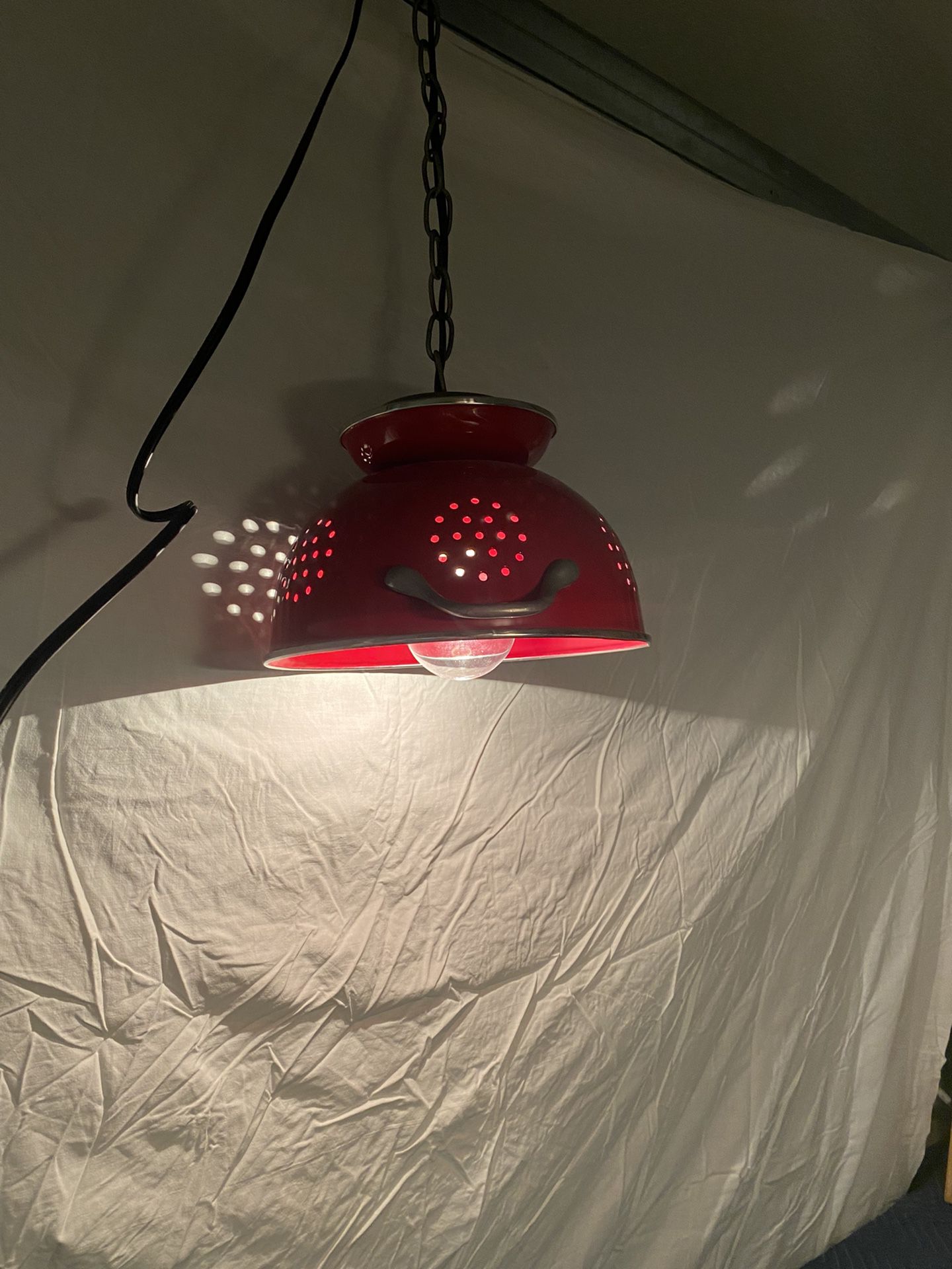 Vintage Colander Up cycled Into A Chandelier