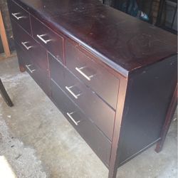 Solid Wood Dresser - Dark Brown