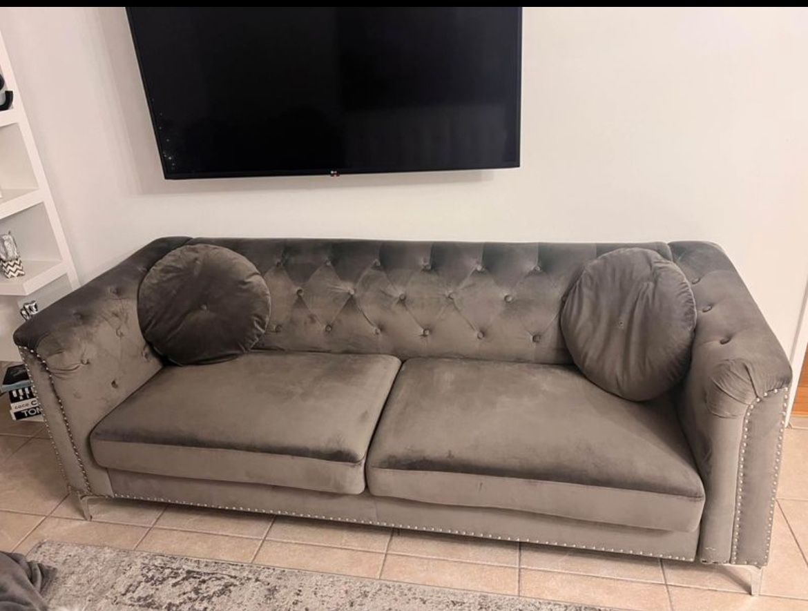 Suede Grey Couch 