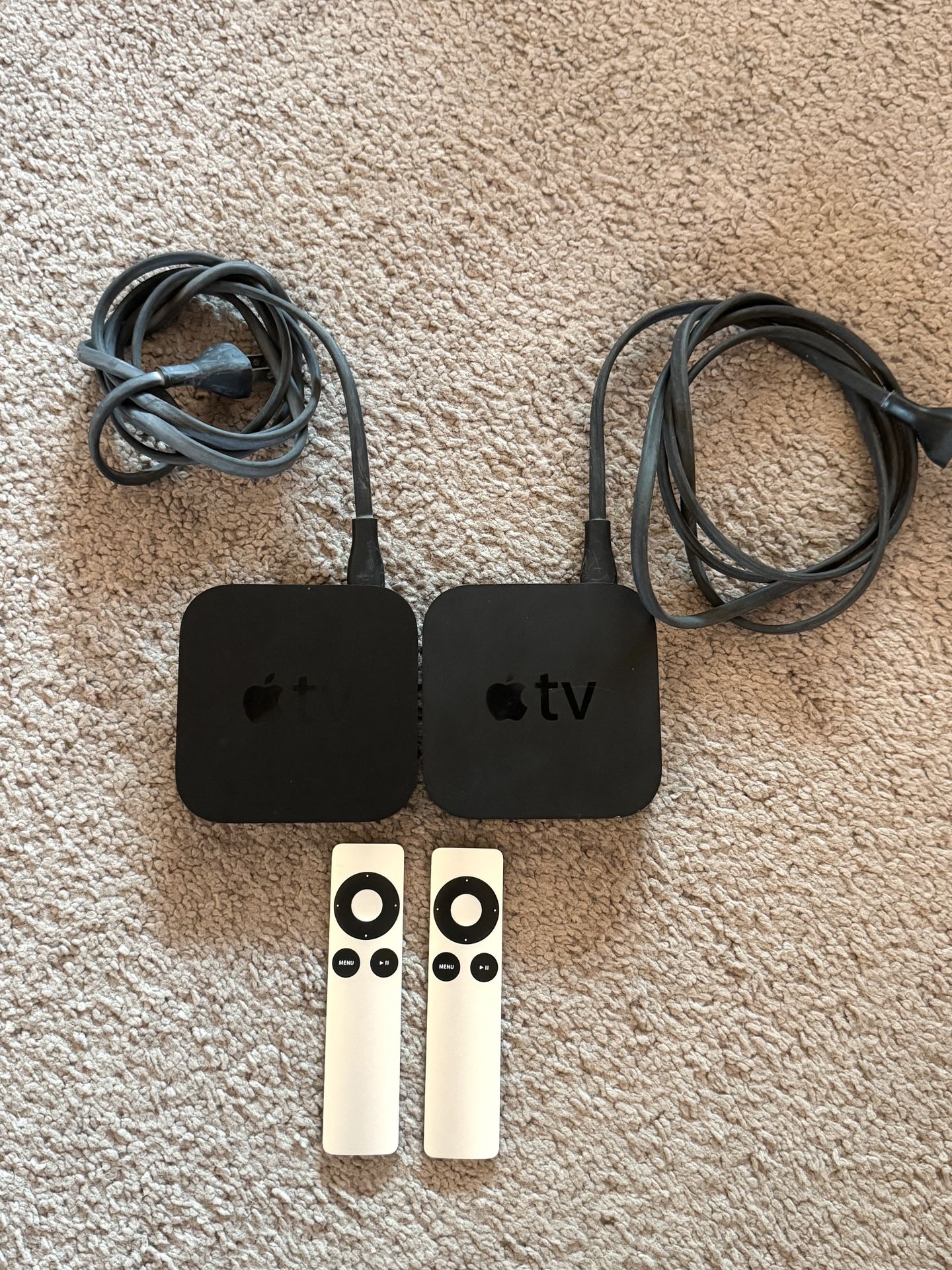 2 Apple TV 3rd Gen with Power Cord and Remotes