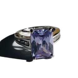 Lavender Amethyst Ring Square Trillion Cut Size 9