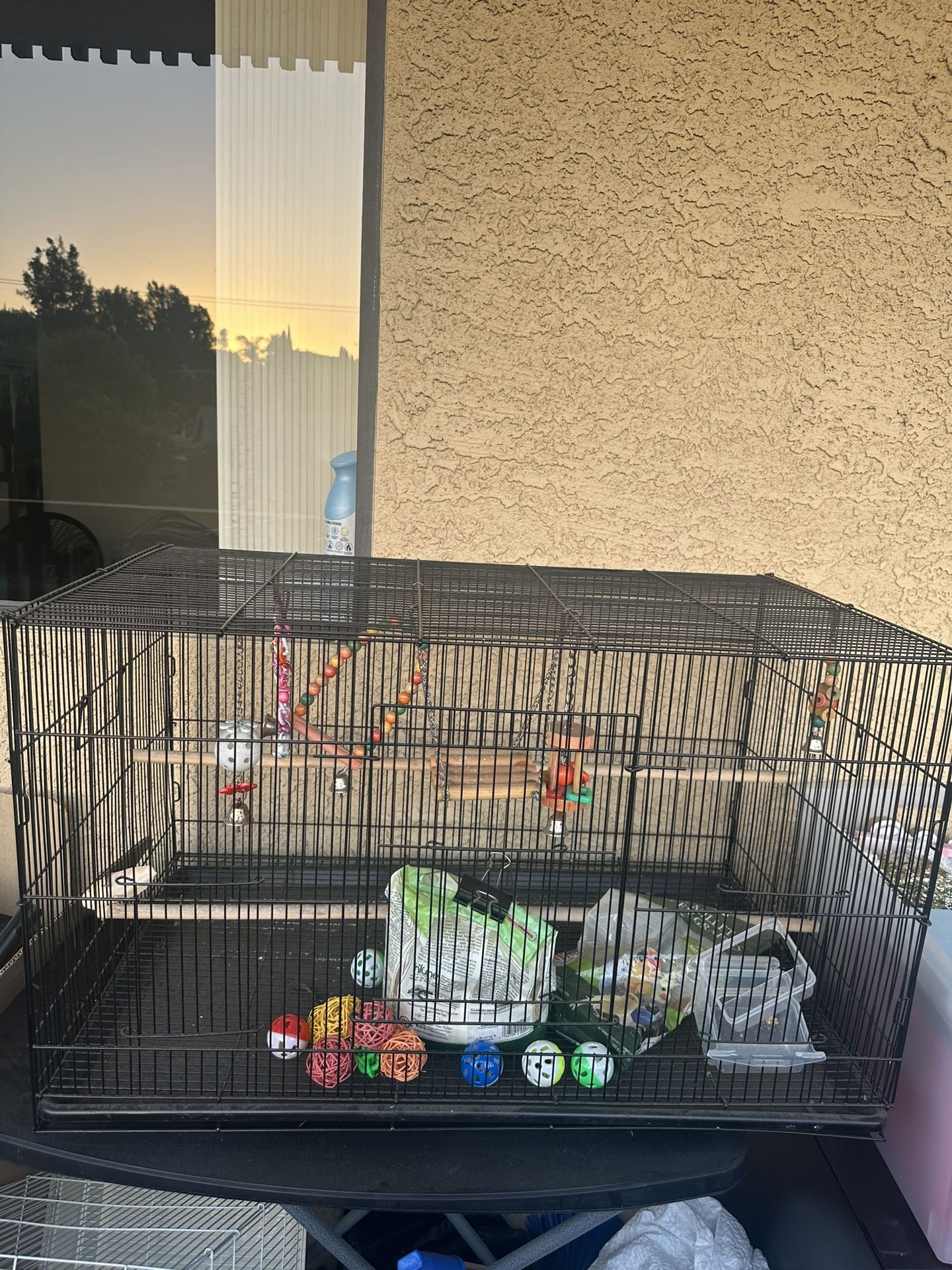 Very Large Bird Cage With Toys