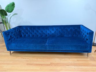 CB2 Savile Couch - blue velvet