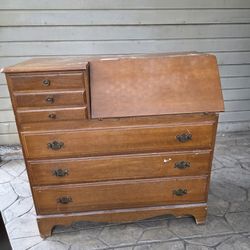 vintage  secretary desk dresser cabinet chest of drawers wood wooden solid wood rustic farmhouse 