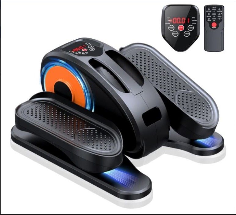 Under Desk Elliptical Pedal Machine, Leg Exerciser, w/ Remote & 12 Settings – Compact Trainer