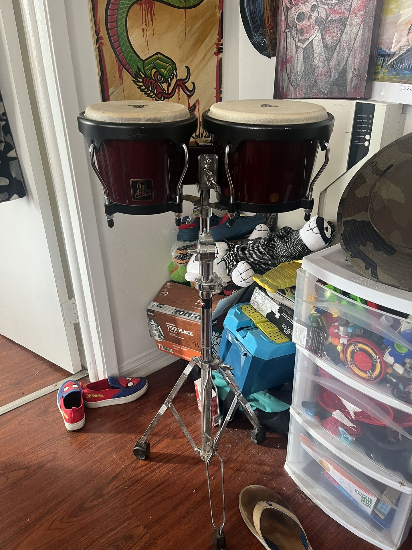 LP Aspire bongos and Gibraltar stand