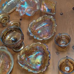 Carnival Glass Collection 11x Pieces 