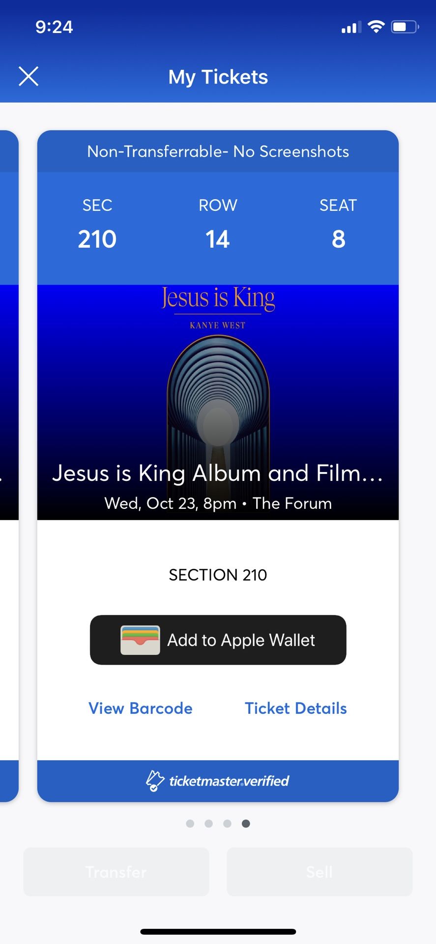 Jesus Is King Album And Film Experience Kanye West The Forum CA 10/23 4 Tickets