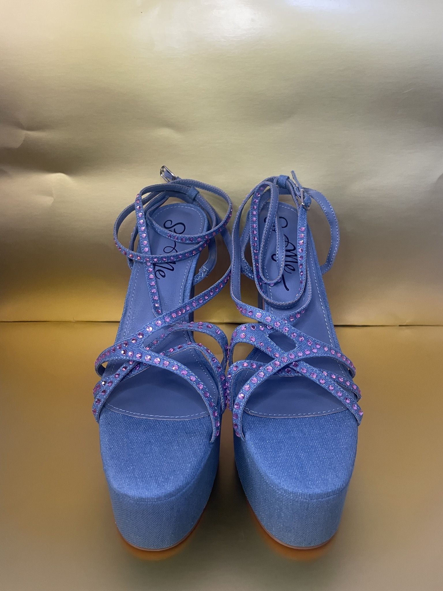 Rhinestone Strappy Platform Heels