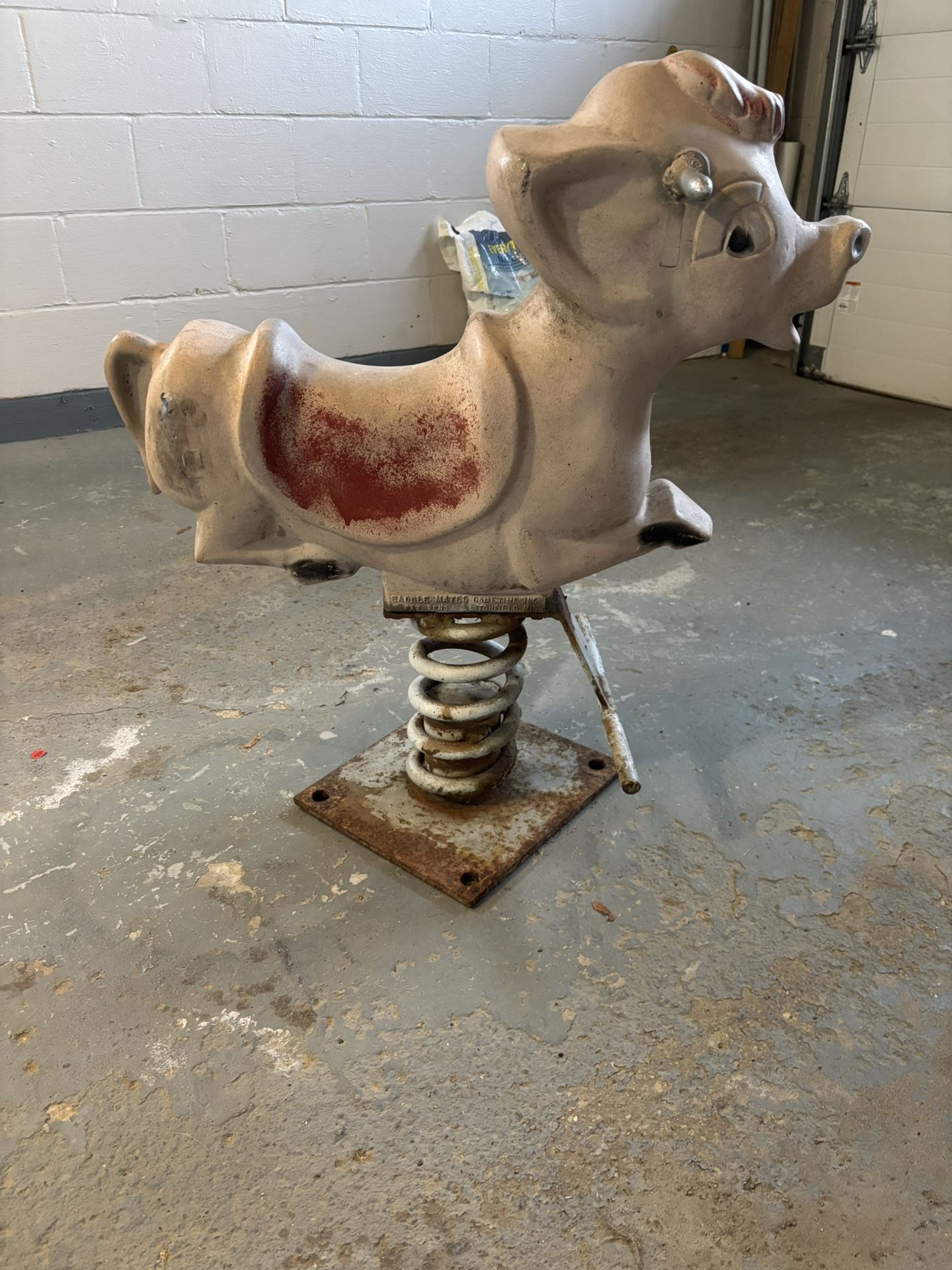 Vintage Kids Play Ground Spring Ride Cow Rare Complete