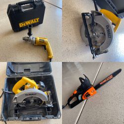 Tools Tools ⚒️ corded tools (dewalt circular saw, dewalt hammer drill and chainsaw)