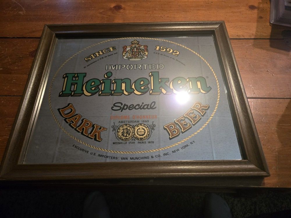 Framed Heineken Dark Beer Sign 