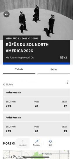 Rufus Du Sol Tickets (x2)
