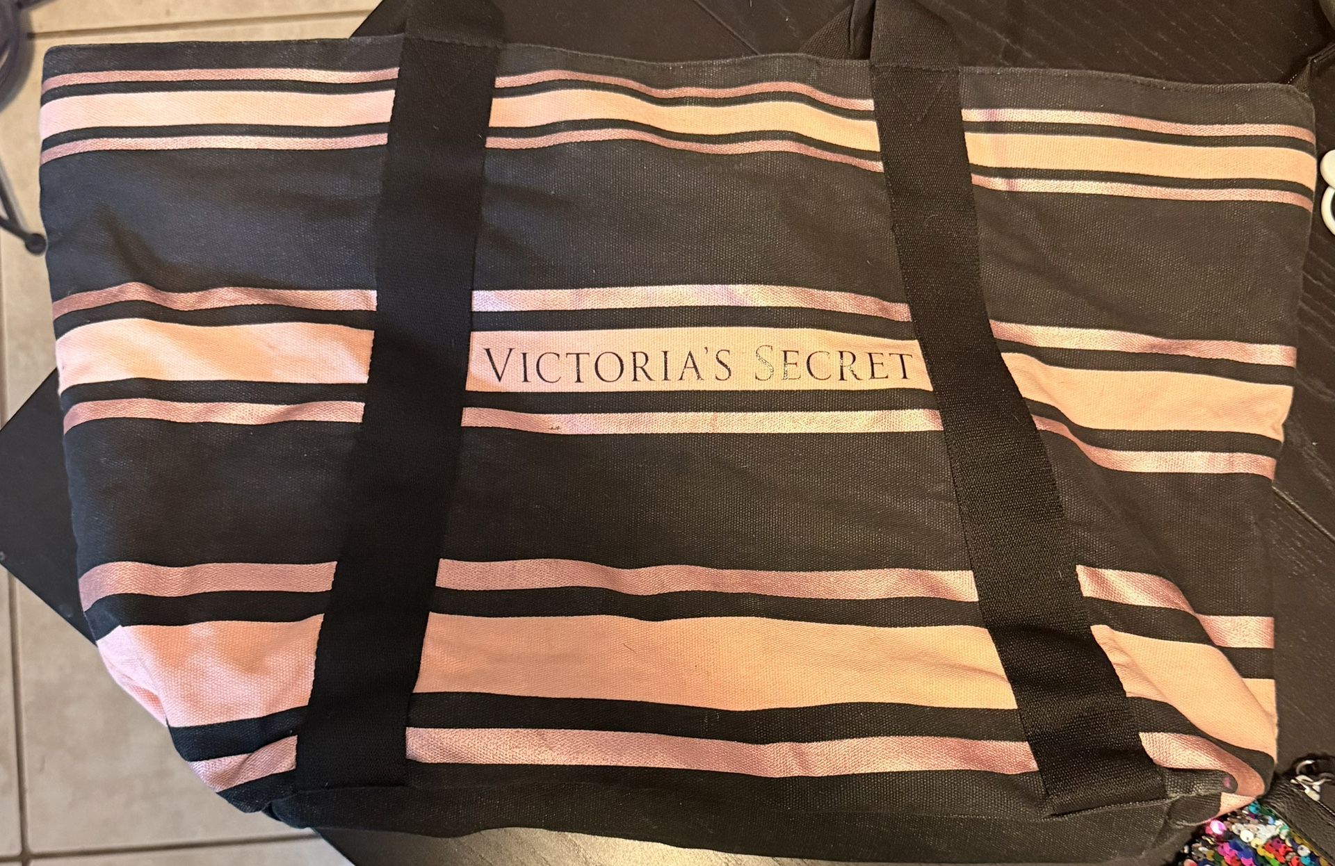 Victoria’s Secret striped canvas tote