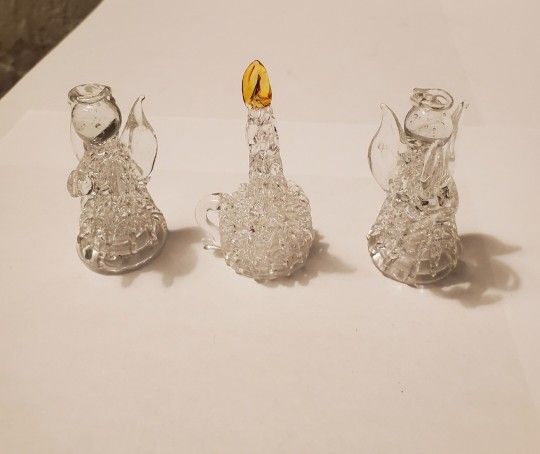 Mini Glass Figurine Angels Candle 