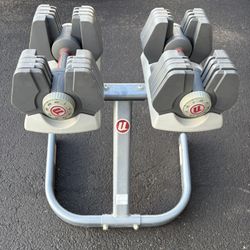 Adjustable Dumbbells 4–45 lbs (Pair) + Stand