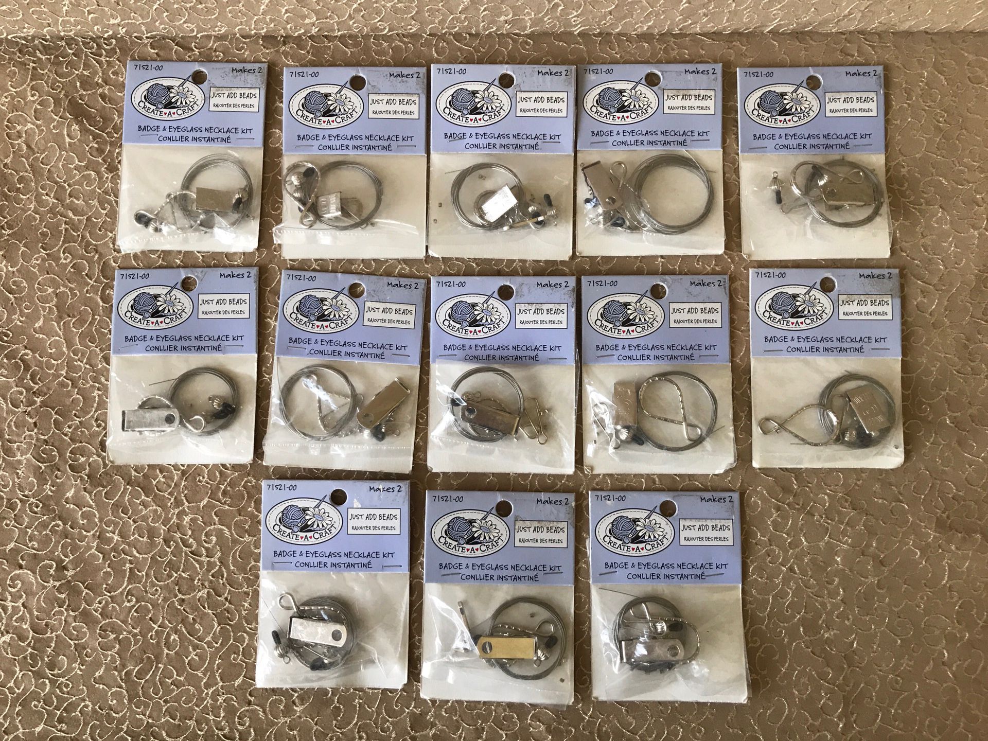 Lot of 13 craft factory badge & eyeglasses kits brand new craft beading supplies