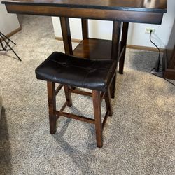 Dark Wood Pub Table with Stool