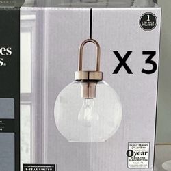 NEW (Set of 3) Glass Pendants Light Fixtures