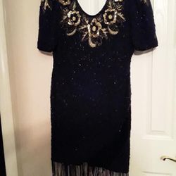 Holiday, Formal, Halloween, Beaded & Sequined Flapper Style Dress