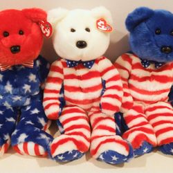 Retired Ty Beanie Buddies--Liberty Trio Teddy Bears $15 each