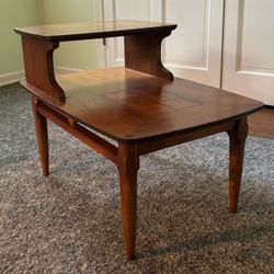 Mid-Century Modern Two-Tier Walnut End Table
