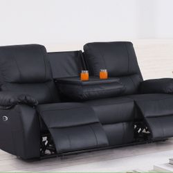 Power Genuine Leather Recliner 3-Seater Sofa Couch