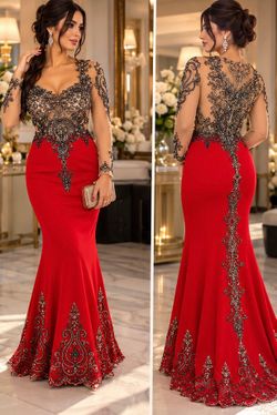 Title: Romance Couture Red Beaded Evening Gown Size 10