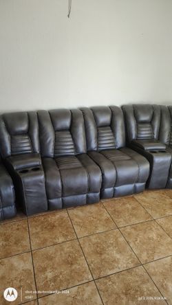 theater style reclining leather couches