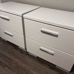 Mesitas de noche / gaveteros blancos modernos (set de 2)