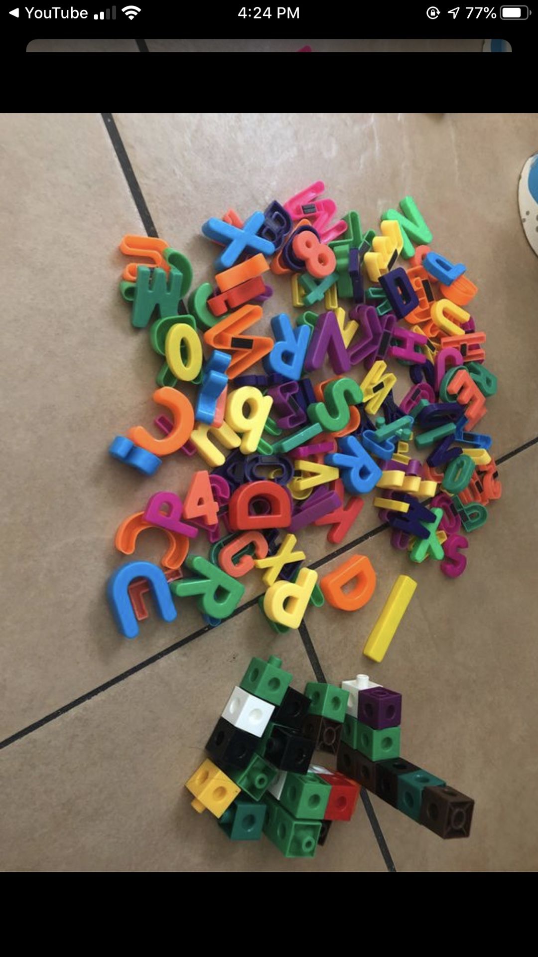 Magnetic letters and numbers and some stucking cubes all for $3