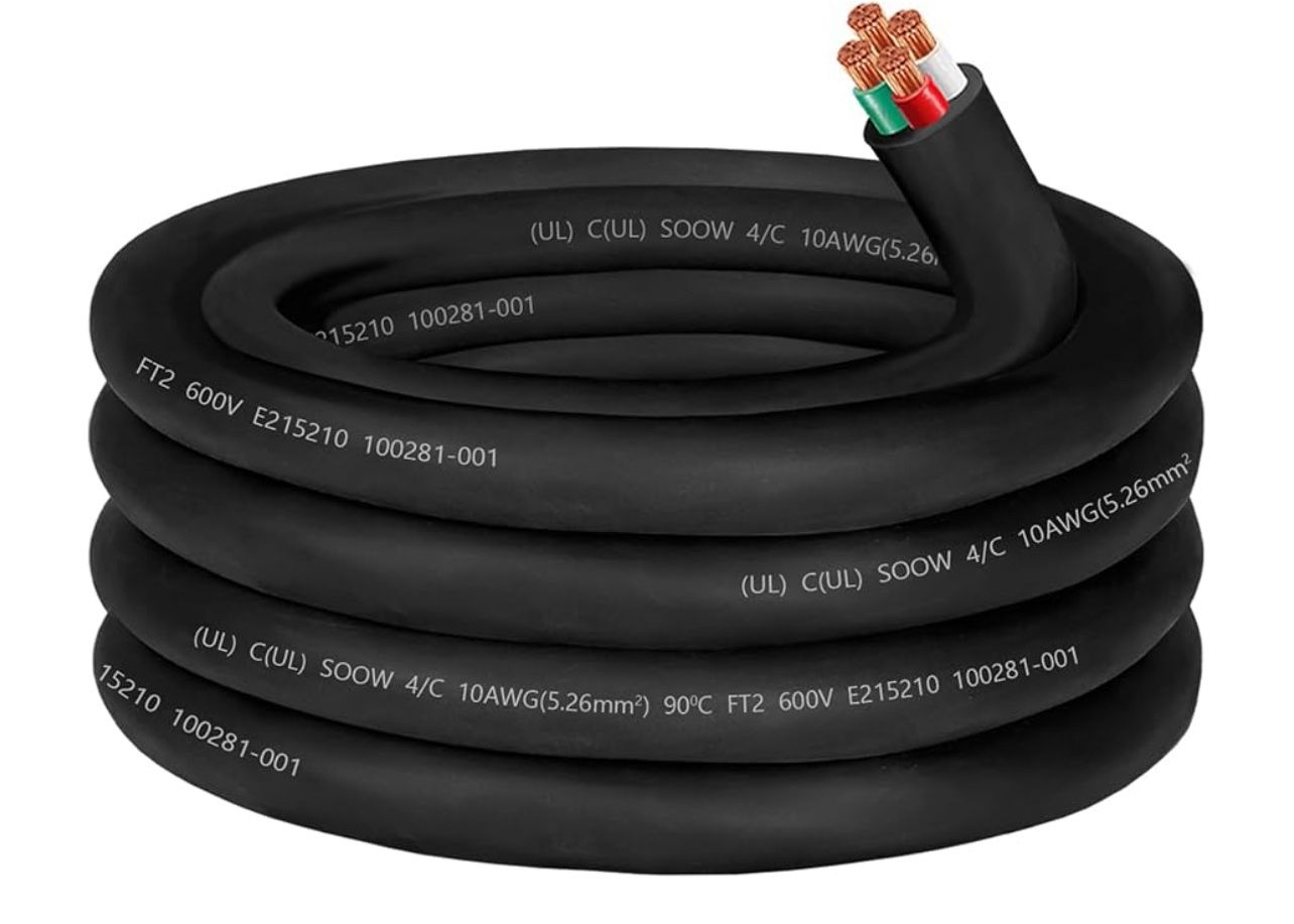 10/4 Wire 10 Gauge SOOW Wire 10AWG 10/4,30 amp Cable SOOW Portable Power Cable. Machinery-15ft