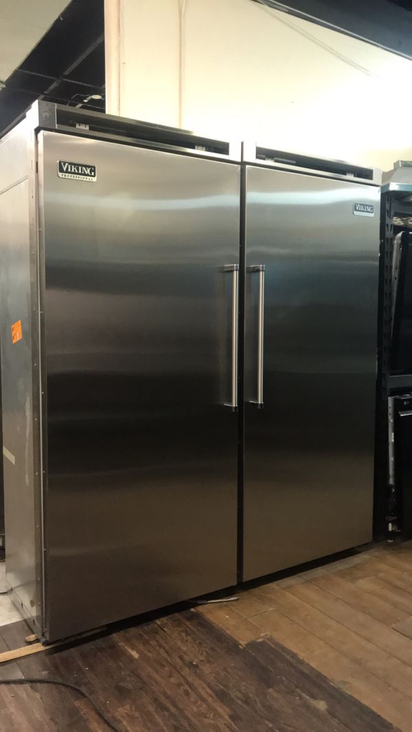 Viking 72” stainless steel built in side by side refrigerator for Sale
