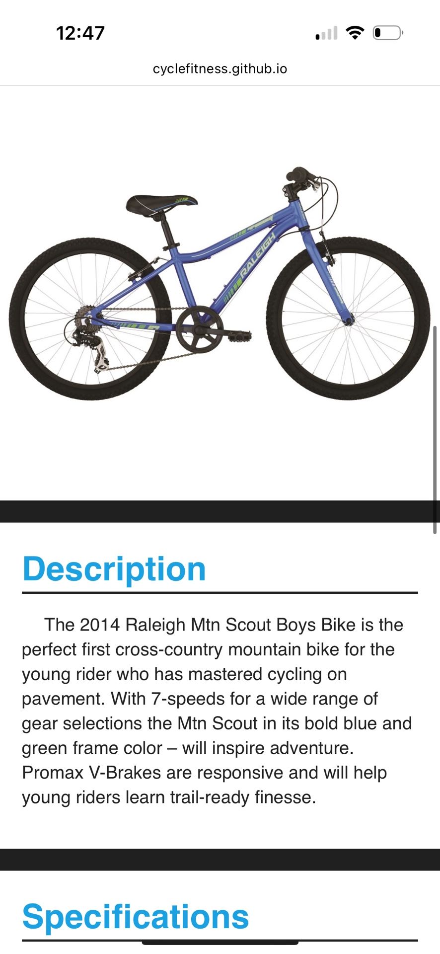 Raleigh Mtn Scout Bike