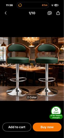 Set of 3 New Cream Adjustable Barstools — Silver Base — Still in Box