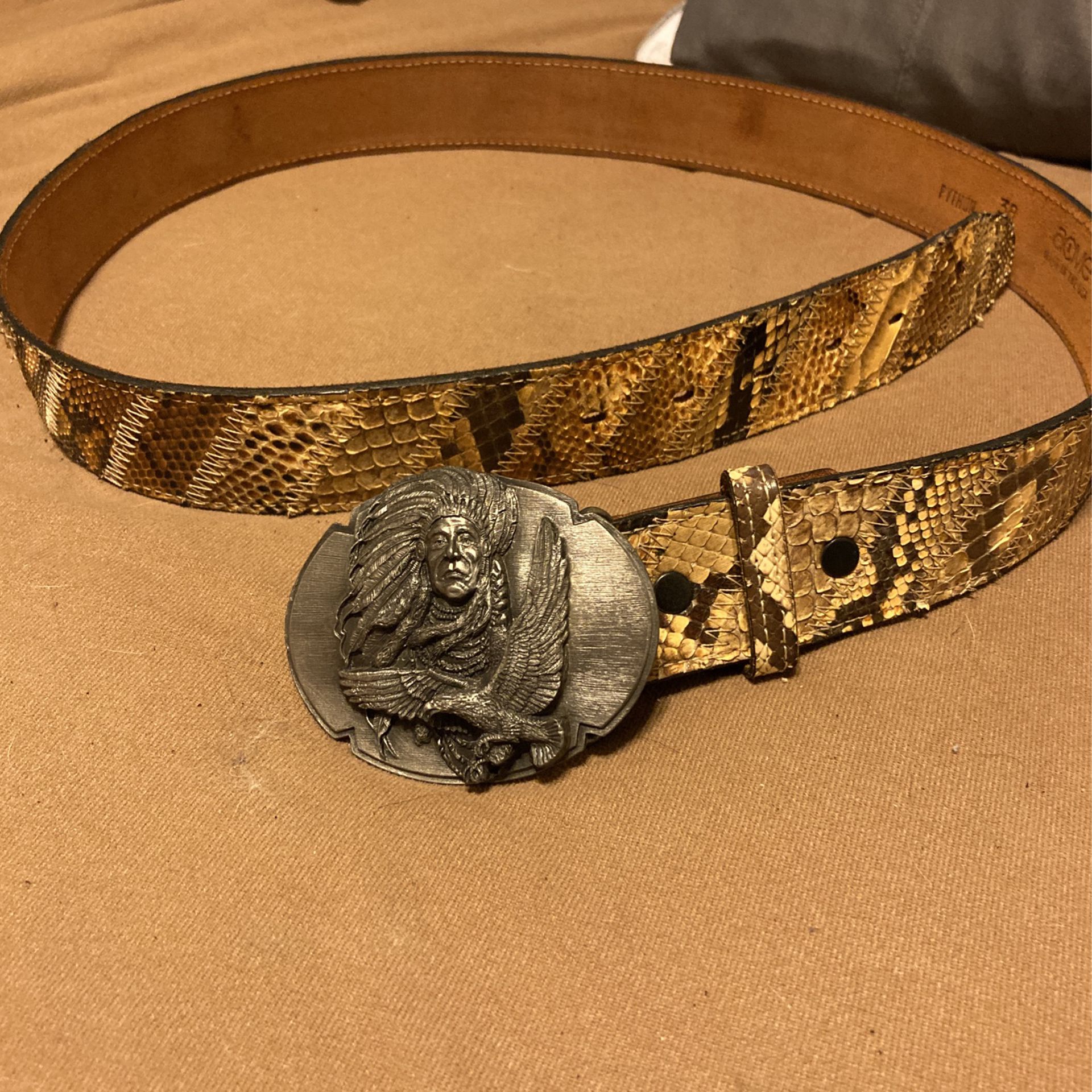 Genuine Leather Python Snakeskin Belt Size 38