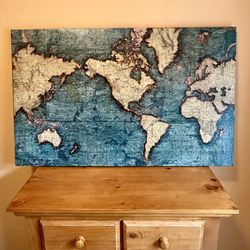 Large World Map Canvas - 48”x30”