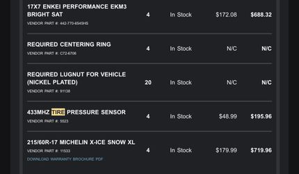Set of 4 — 17 Michelin X- Ice Snow XL w/  ENKEI PERFORMANCE EKM3