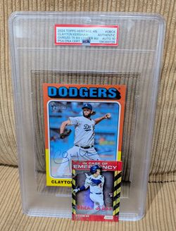 Clayton Kershaw 2024 Topps Heritage Autograph oversized Card Jumbo card PSA Auto parts 10