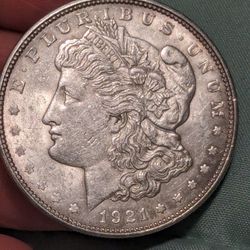 Morgan 1921 D Silver Dollar 