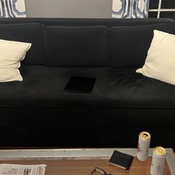 Modern Black Velour Sofa