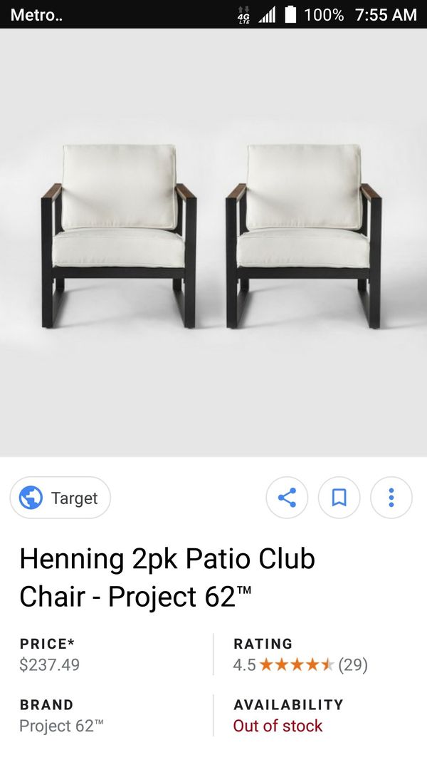 Henning 2pk Patio Club Chairs For Sale In Pomona Ca Offerup